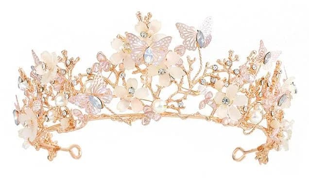 Kisshine Bridal Flower Crowns and Tiaras | Vintage Gold Pearl Tiara for Women & Girls