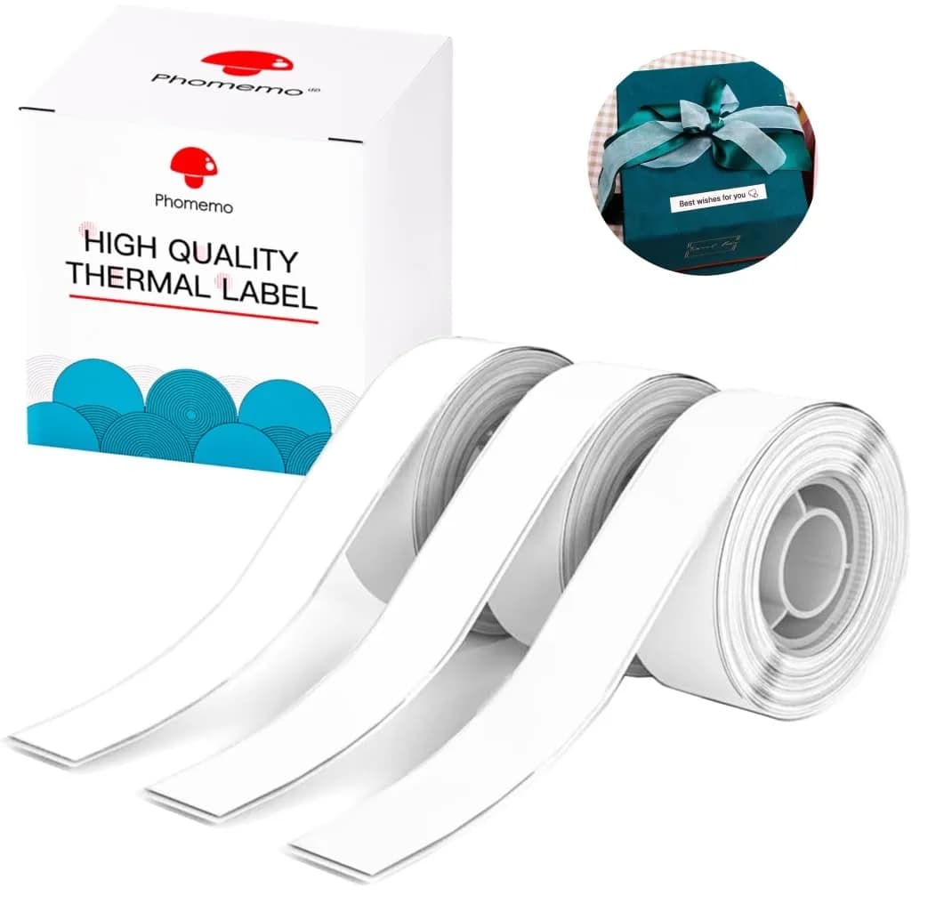 Phomemo Labels, D30 Label Tape, Continuous Labels 0.59" (15mm) x 19.69ft | Waterproof, No Ink Needed