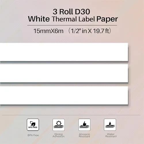 Phomemo Labels, D30 Label Tape, Continuous Labels 0.59" (15mm) x 19.69ft | Waterproof, No Ink Needed thumbnail 7