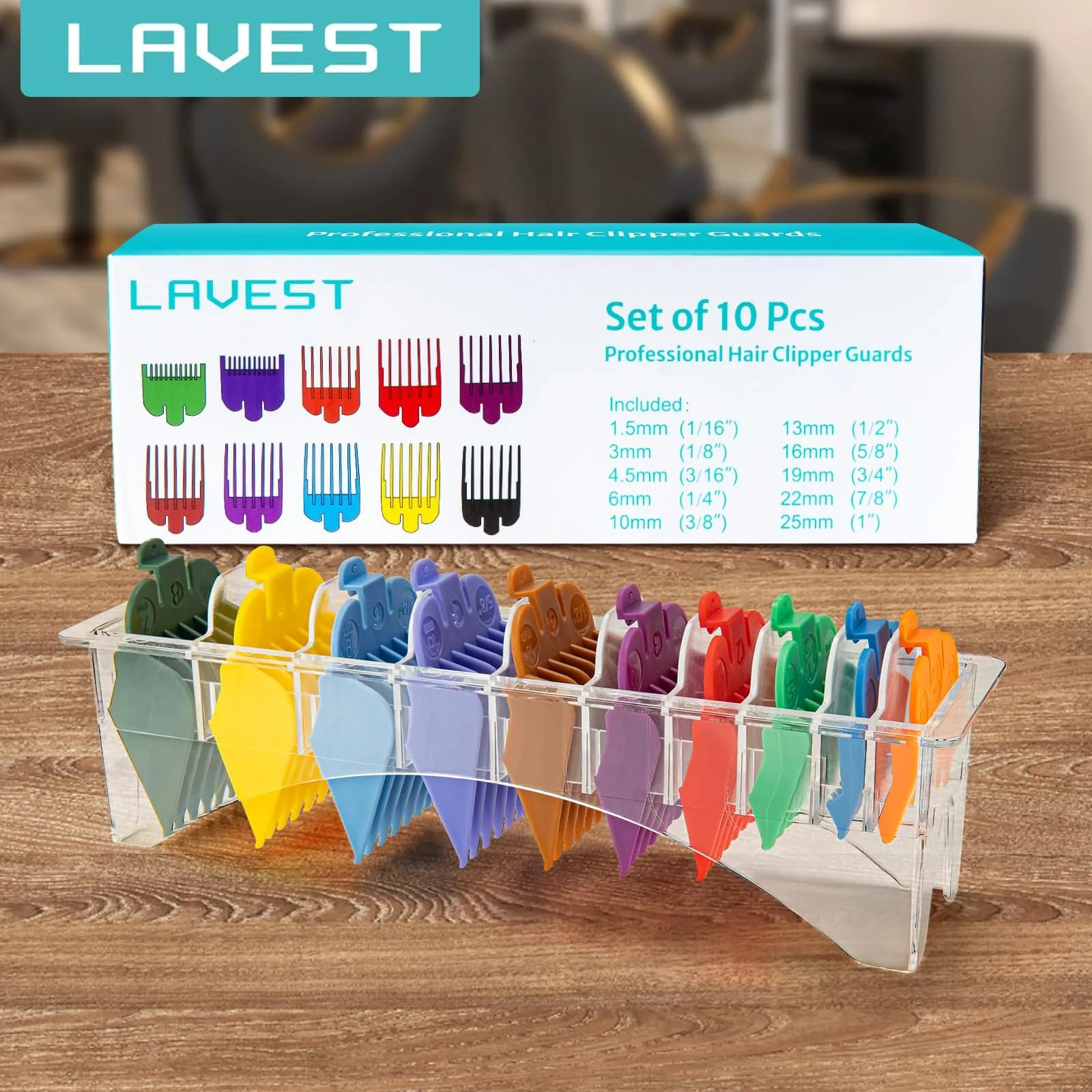 LAVEST Color-Coded Clipper Guards Set with Holder, 10Pcs (1/16"-1") | Fits Most Wahl Clippers - view 8