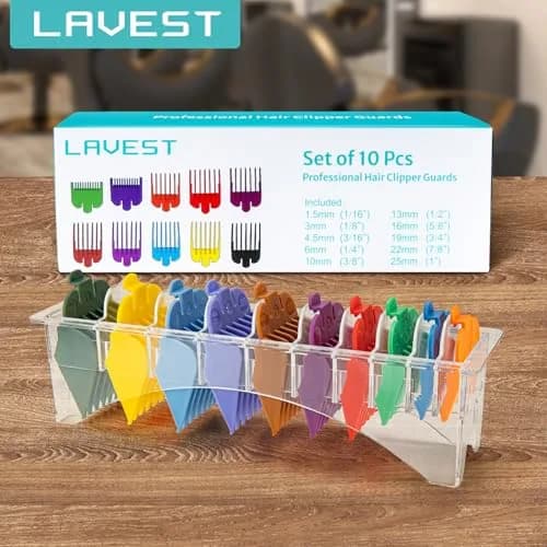 LAVEST Color-Coded Clipper Guards Set with Holder, 10Pcs (1/16"-1") | Fits Most Wahl Clippers thumbnail 8