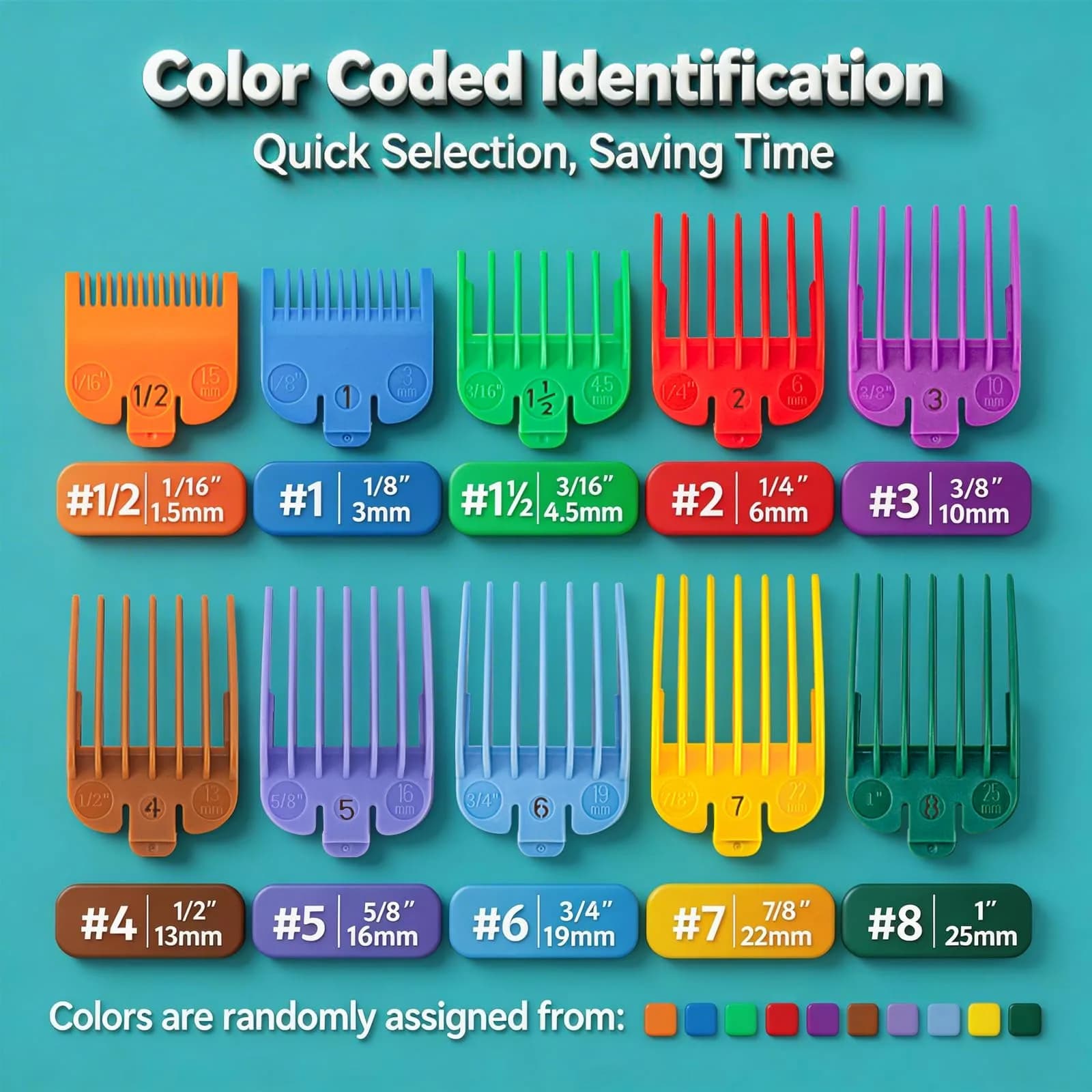 LAVEST Color-Coded Clipper Guards Set with Holder, 10Pcs (1/16"-1") | Fits Most Wahl Clippers - view 3