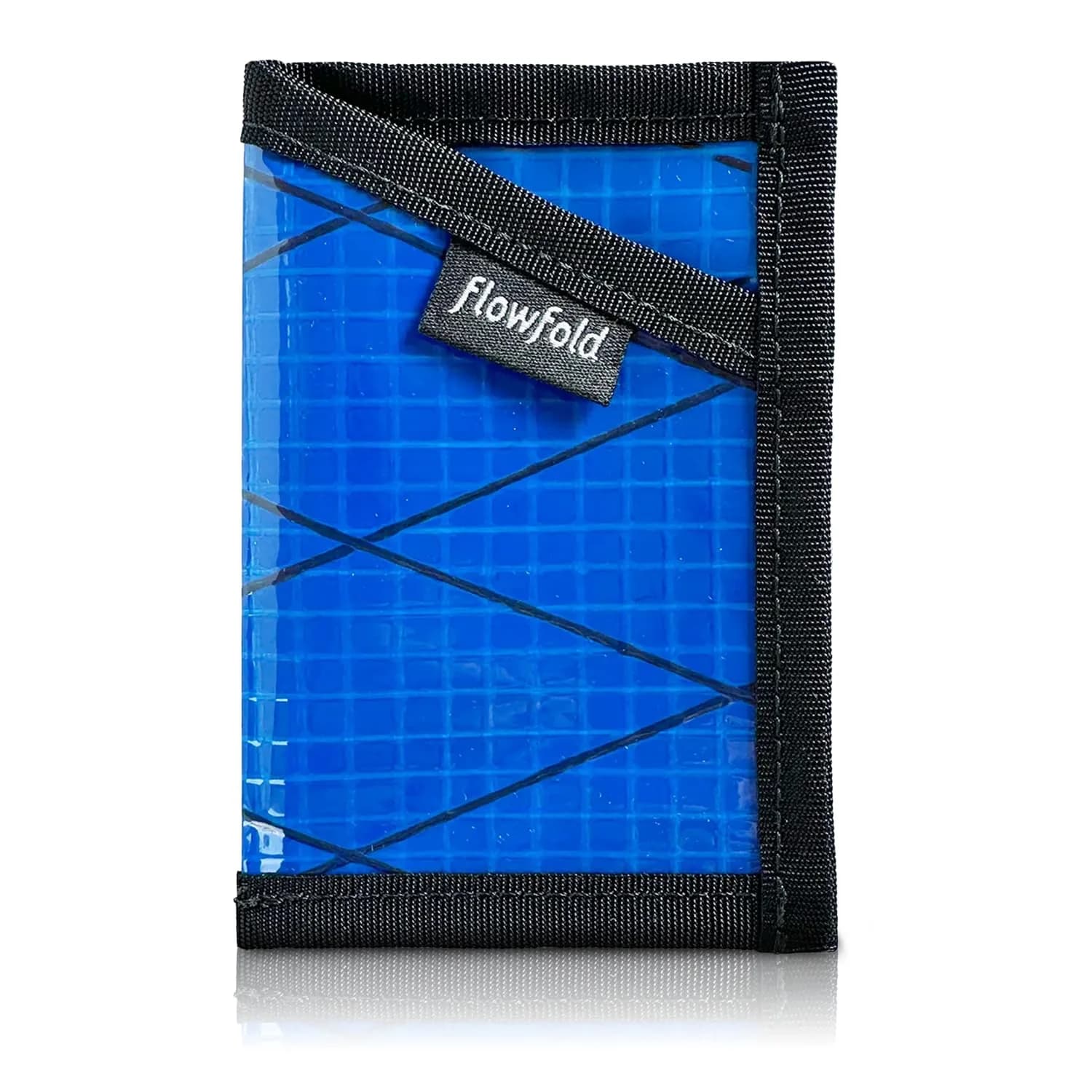Flowfold Recycled Sailcloth Minimalist Card Holder Wallet | Slim & Durable, Made in USA, Holds 6-8 Cards, Blue Sailcloth