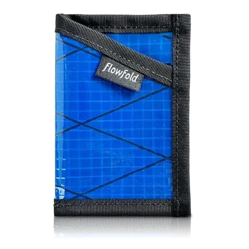 Flowfold Recycled Sailcloth Minimalist Card Holder Wallet | Slim & Durable, Made in USA, Holds 6-8 Cards, Blue Sailcloth thumbnail 1