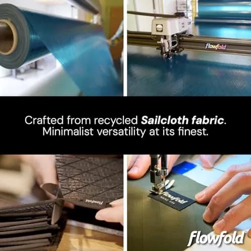 Flowfold Recycled Sailcloth Minimalist Card Holder Wallet | Slim & Durable, Made in USA, Holds 6-8 Cards, Blue Sailcloth thumbnail 4