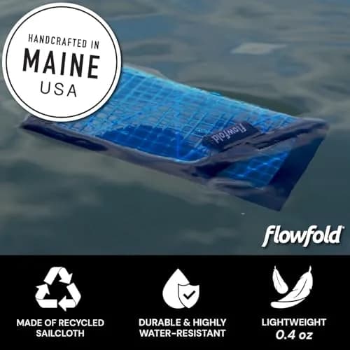 Flowfold Recycled Sailcloth Minimalist Card Holder Wallet | Slim & Durable, Made in USA, Holds 6-8 Cards, Blue Sailcloth thumbnail 5