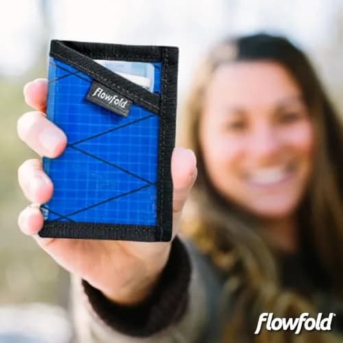 Flowfold Recycled Sailcloth Minimalist Card Holder Wallet | Slim & Durable, Made in USA, Holds 6-8 Cards, Blue Sailcloth thumbnail 6