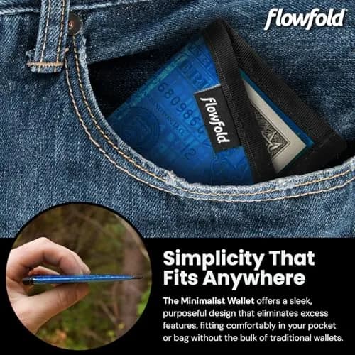 Flowfold Recycled Sailcloth Minimalist Card Holder Wallet | Slim & Durable, Made in USA, Holds 6-8 Cards, Blue Sailcloth thumbnail 3