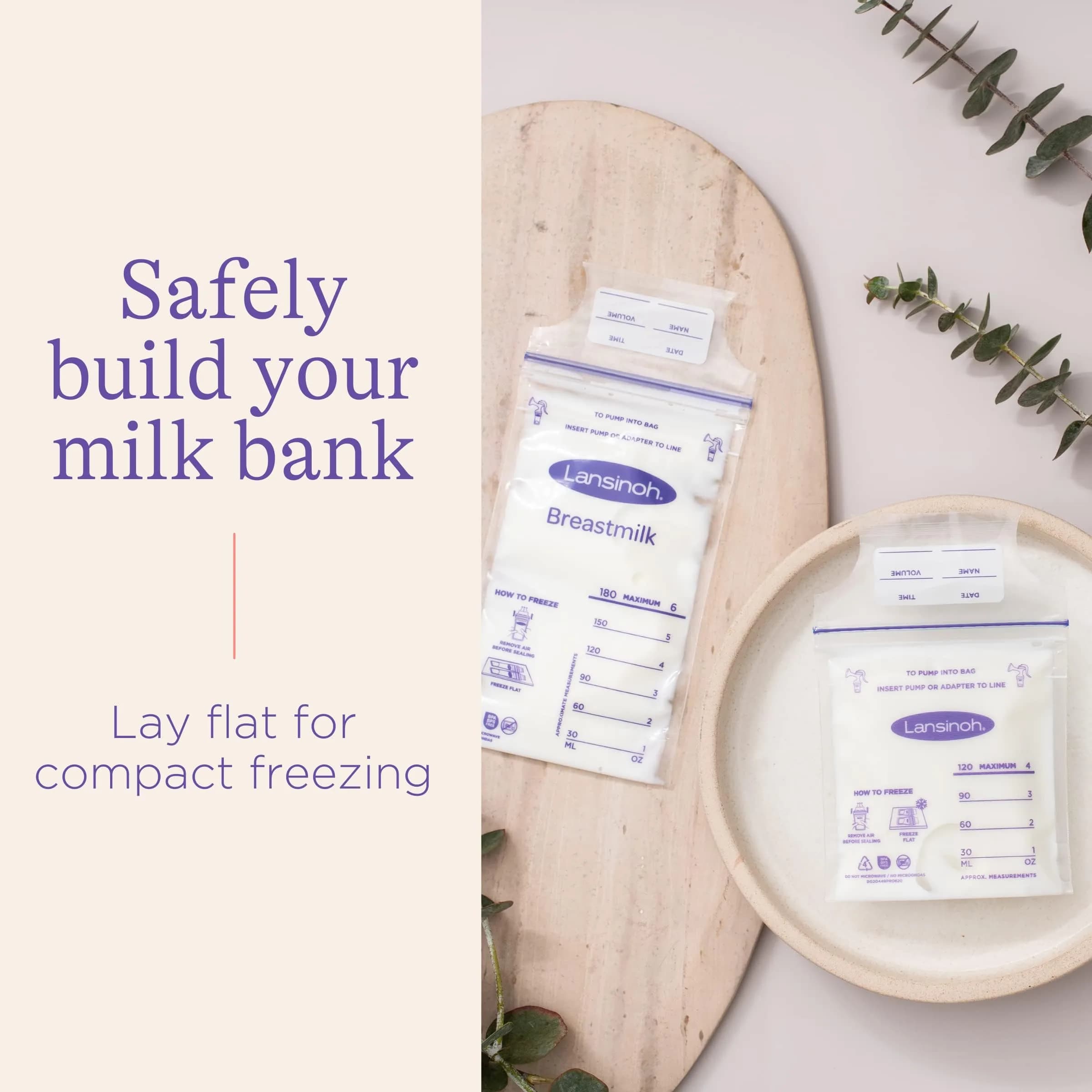 Lansinoh Breastmilk Storage Bags 4oz (120ml) | 50 Count, BPA/BPS Free, Double Zipper Seal - view 7