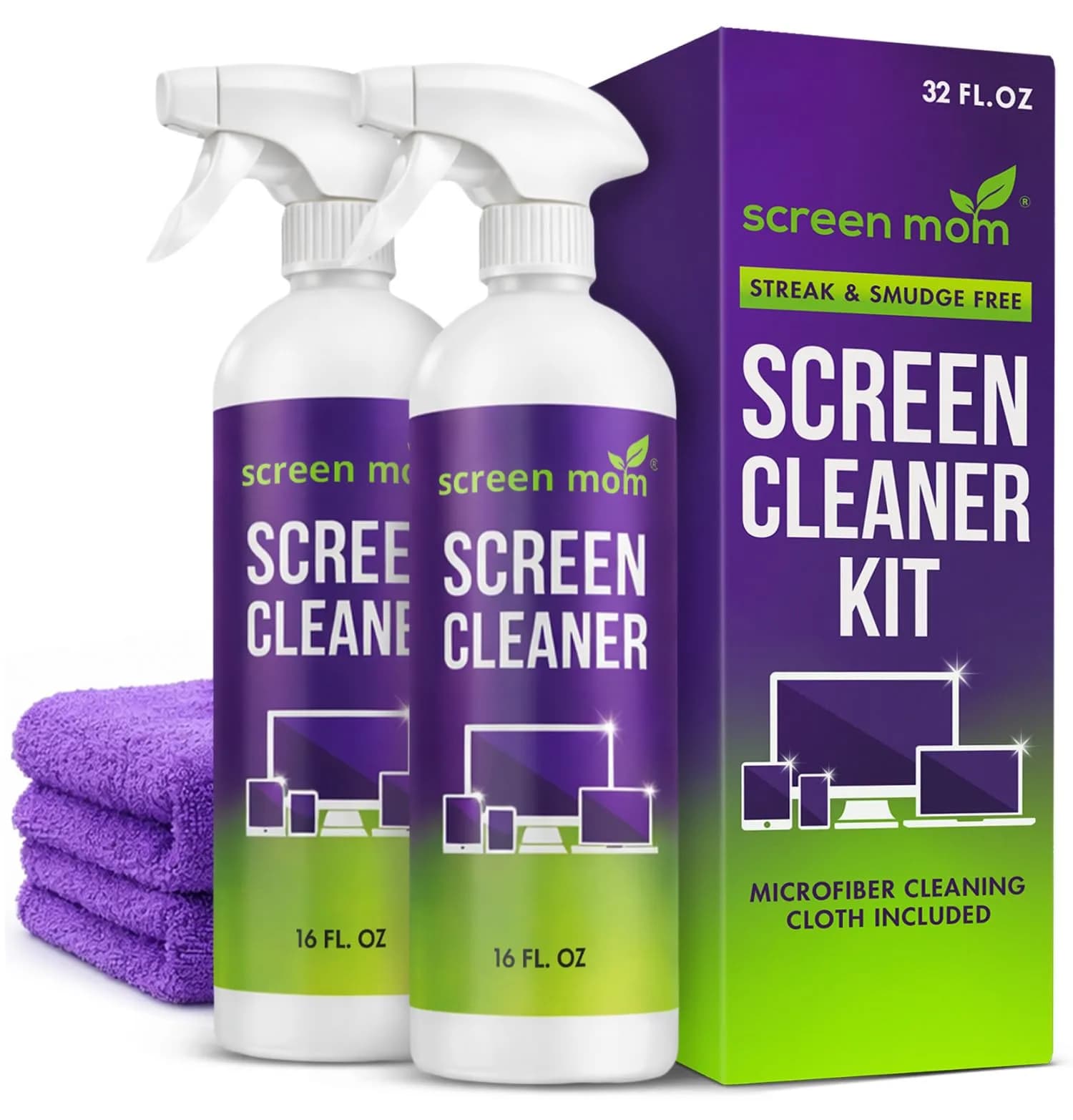 Screen Mom Screen Cleaner Spray 2 Pack-16oz for TV, Car, Laptop & Computer | Streak-Free, Alcohol-Free