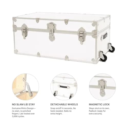Rhino Trunk & Case Classic Camp & College Trunk with Wheels | Heavy-Duty Dorm Storage, 105 qt, USA Made thumbnail 4