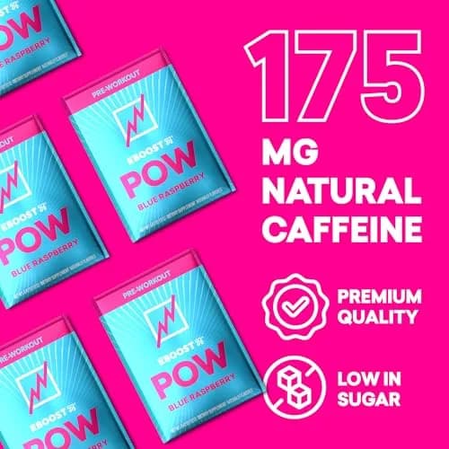 EBOOST POW Natural Pre Workout Powder 15 Packets | Blue Raspberry Energy & Performance Support thumbnail 4