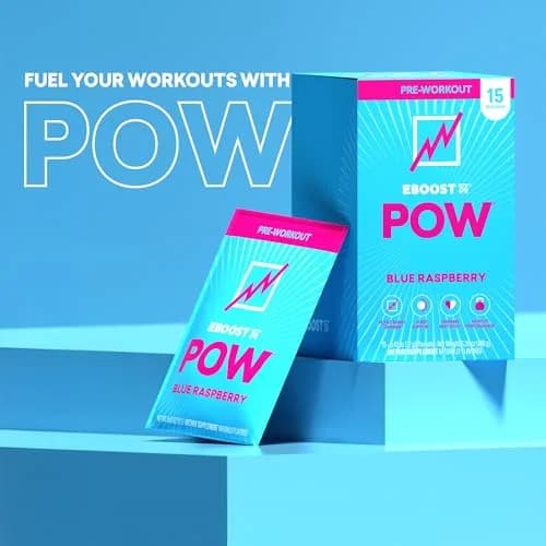 EBOOST POW Natural Pre Workout Powder 15 Packets | Blue Raspberry Energy & Performance Support thumbnail 9