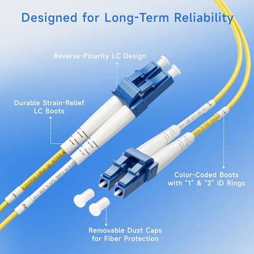 Cable Matters OS2 LC to LC Plenum Fiber Optic Cable 1m (3.3ft) | 10Gbps High Speed Single Mode Duplex thumbnail 4