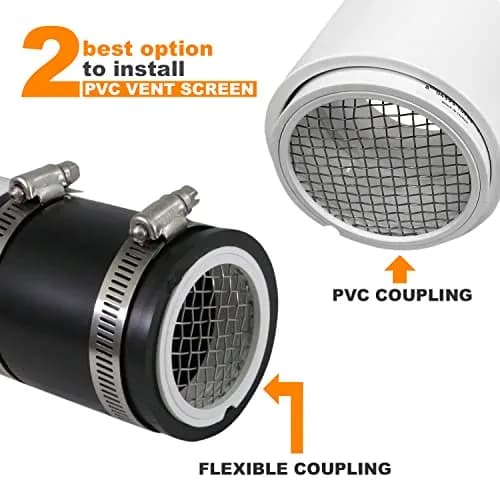 RAVEN 2" Inner x 2-3/8" Outer Diameter PVC Termination Cap Mesh Screen Vent Cover | Furnace & Roof Vent Cap thumbnail 8