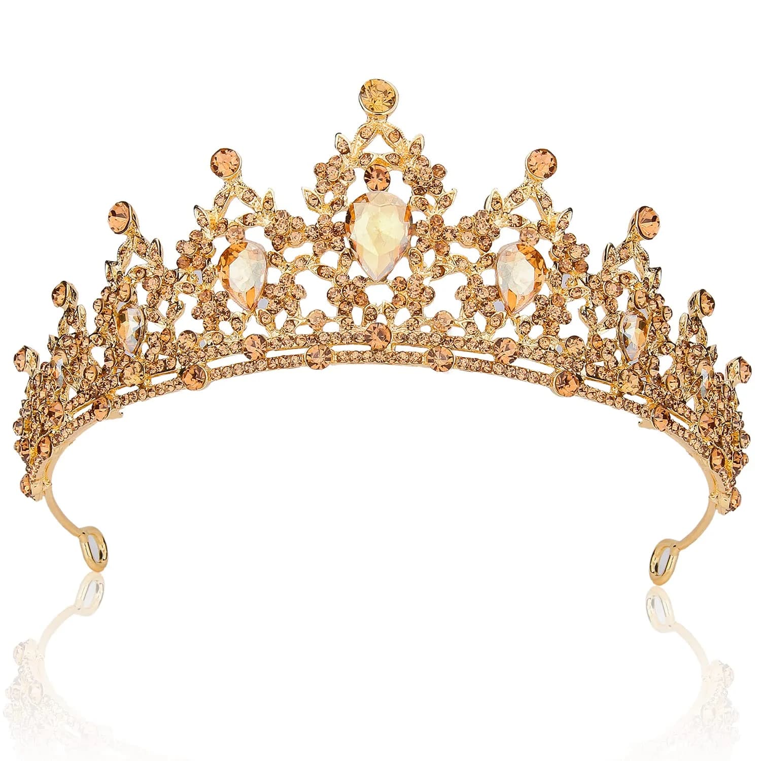 COCIDE Gold Tiara and Crown for Women Crystal Headband for Girl Champagne Rhinestone Hair Accessories for Prom Birthday Party Decorations | Elegant Bridal Headpiece with Crystals - main product image