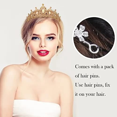 COCIDE Gold Tiara and Crown for Women Crystal Headband for Girl Champagne Rhinestone Hair Accessories for Prom Birthday Party Decorations | Elegant Bridal Headpiece with Crystals thumbnail 3