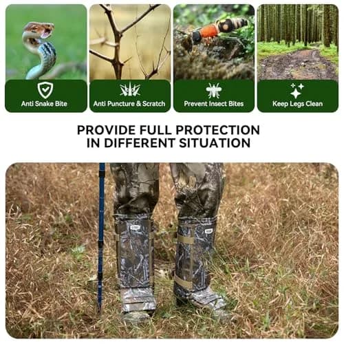 GearOZ Snake Gaiters Chaps, Durable Lower Legs Anti-Snake Bite Guards Camo | 16.9 × 9.8 × 3.1 inches (43 × 25 × 8 cm) thumbnail 4