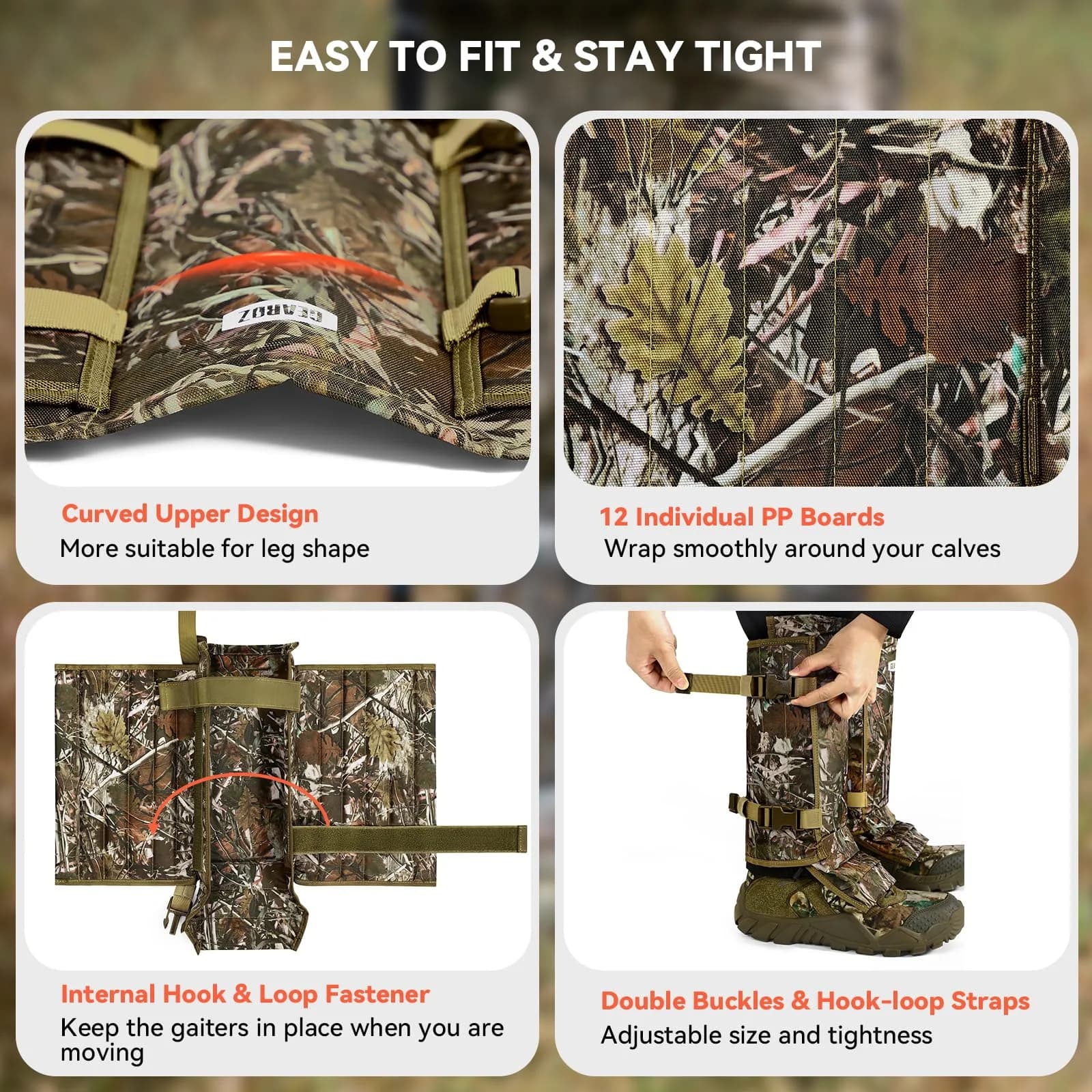 GearOZ Snake Gaiters Chaps, Durable Lower Legs Anti-Snake Bite Guards Camo | 16.9 × 9.8 × 3.1 inches (43 × 25 × 8 cm) - view 5