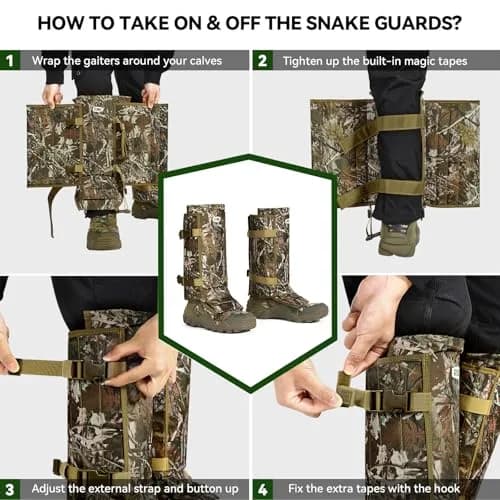 GearOZ Snake Gaiters Chaps, Durable Lower Legs Anti-Snake Bite Guards Camo | 16.9 × 9.8 × 3.1 inches (43 × 25 × 8 cm) thumbnail 6