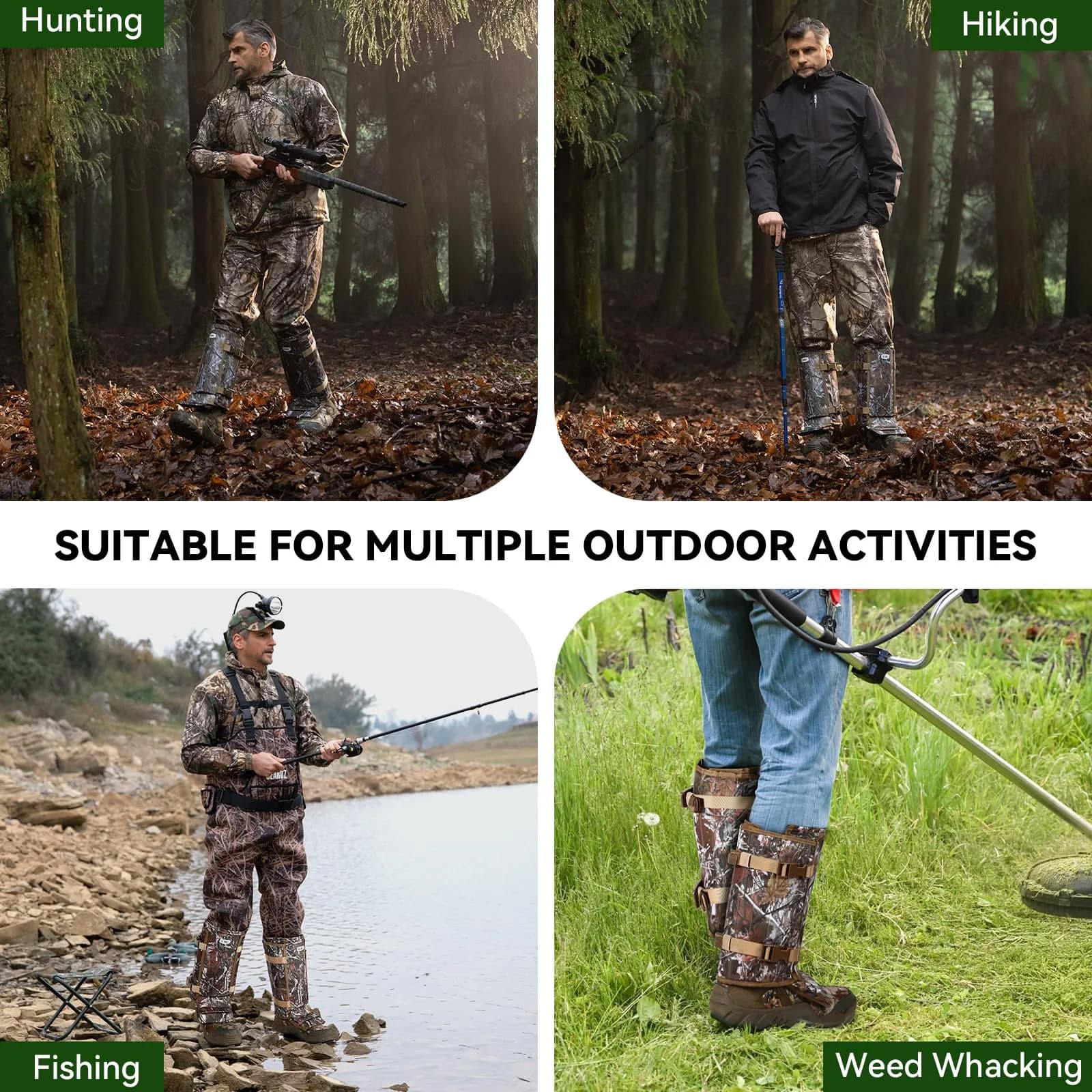 GearOZ Snake Gaiters Chaps, Durable Lower Legs Anti-Snake Bite Guards Camo | 16.9 × 9.8 × 3.1 inches (43 × 25 × 8 cm) - view 7