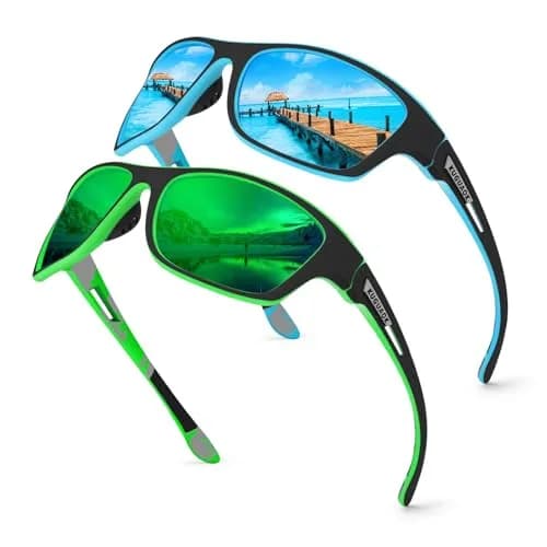 KUGUAOK 2 PACK Polarized Sports Sunglasses for Men Driving Cycling Fishing UV Protection (67mm Lens) thumbnail 1