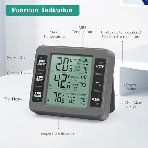 ORIA Wireless Refrigerator Thermometer with 2 Sensors | Indoor/Outdoor -40°C to 60°C thumbnail 5