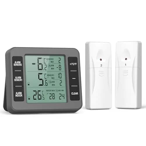 ORIA Wireless Refrigerator Thermometer with 2 Sensors | Indoor/Outdoor -40°C to 60°C thumbnail 1