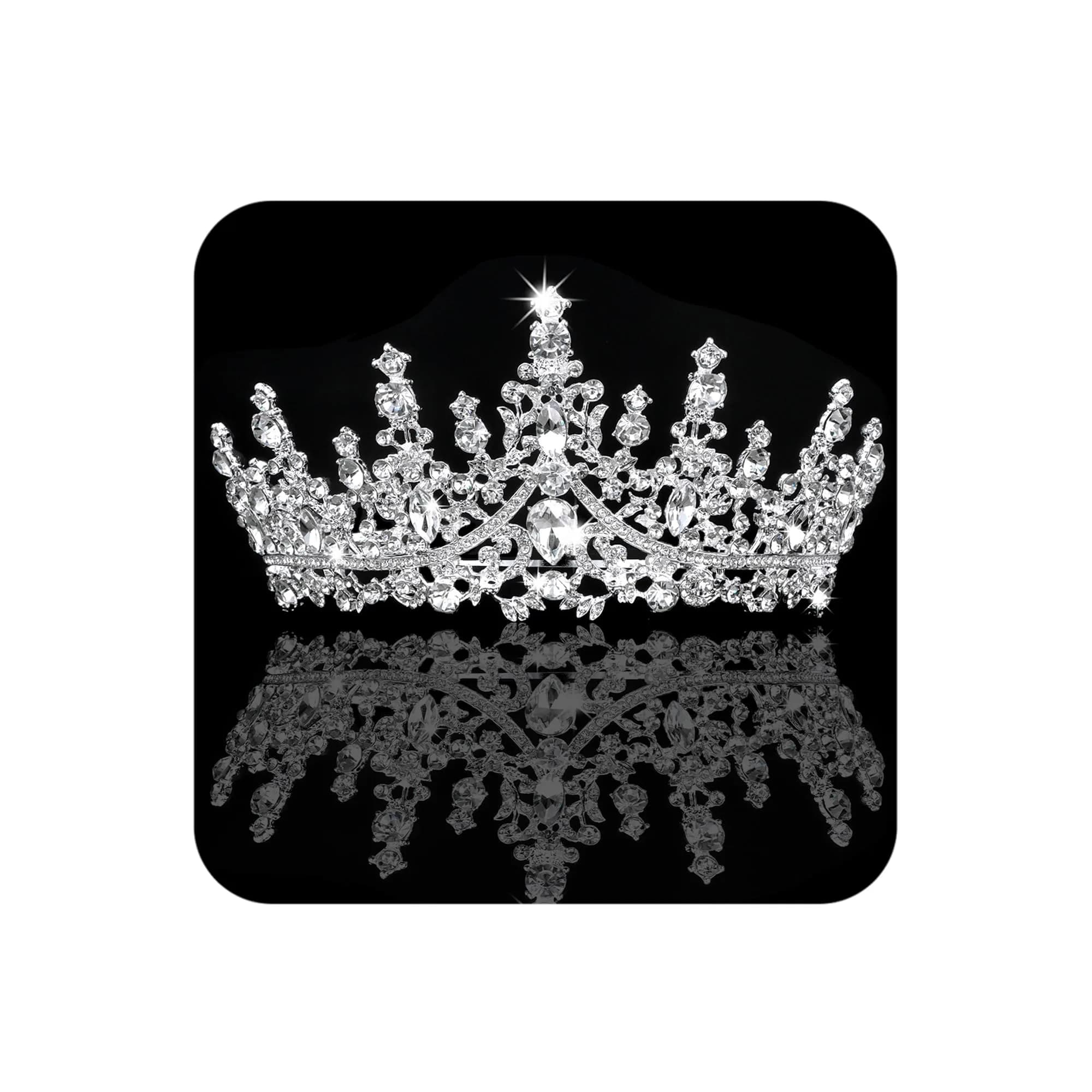 COCIDE Silver Tiara and Crown for Women 16cm Diameter | Crystal Queen Crowns for Bridal & Party — T0,Silver