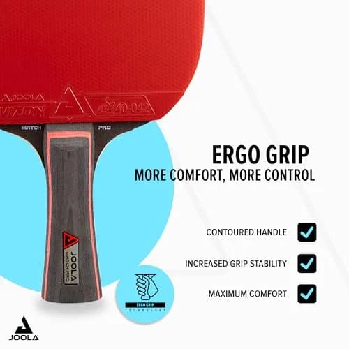 JOOLA Match Pro Performance Table Tennis Paddle - Ergonomic Grip & Pro Friction Technology, ITTF Approved, Advanced Control & Speed, Red thumbnail 3