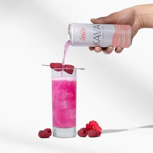 LEILO Kava Powered Sparkling Relaxation Drink | Raspberry Hibiscus | 12 fl oz Can (Pack of 12) for Calm & Social Ease thumbnail 2