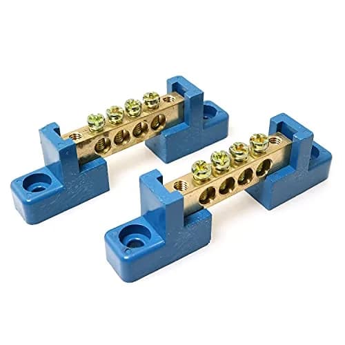 RLECS Terminal Bus Bar 2pcs 4-Position Brass Grounding Strip | Power Distribution thumbnail 1