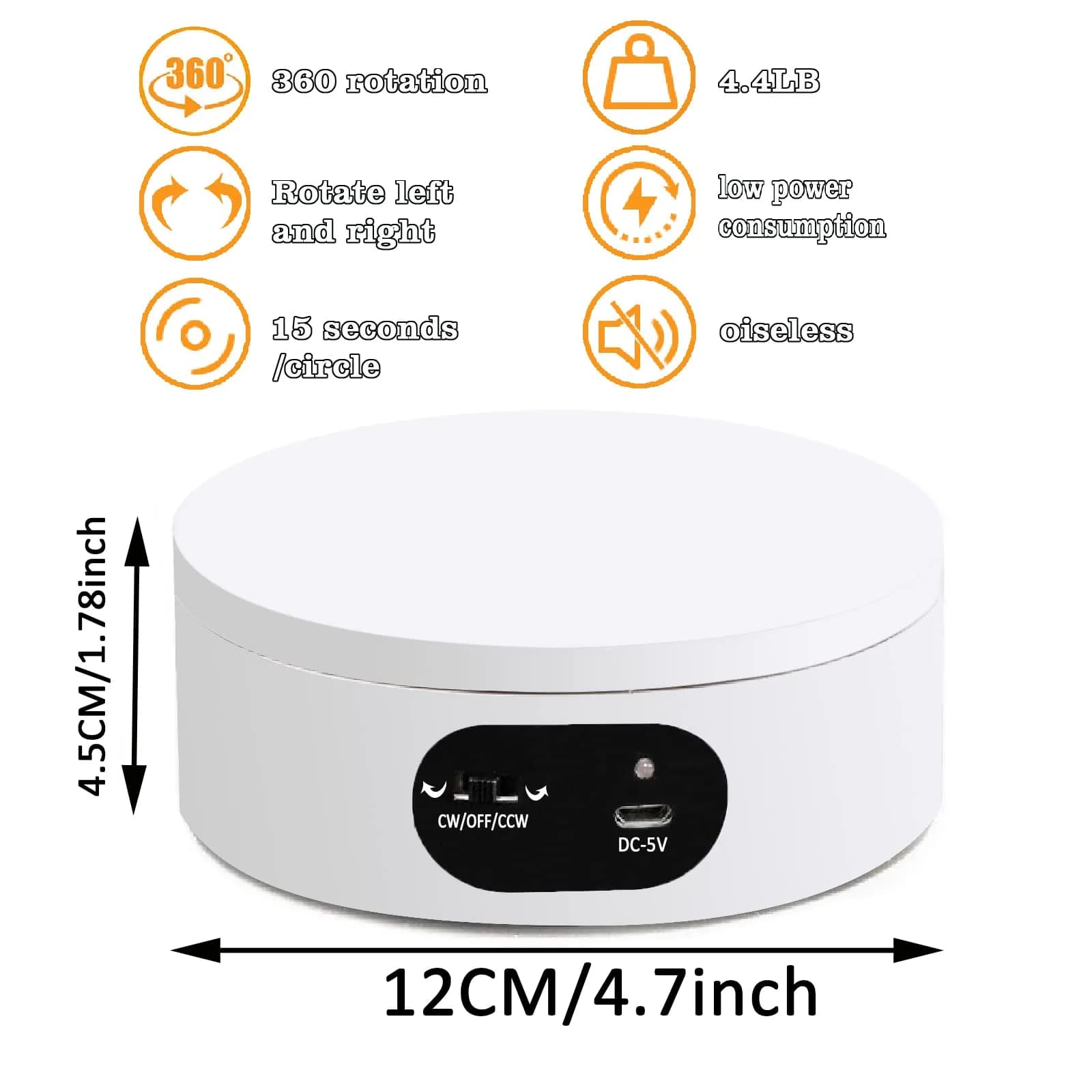 YVV Rotating Display Stand 12cm (4.72in) | Automatic Mute Turntable for Tumblers & Products - view 6
