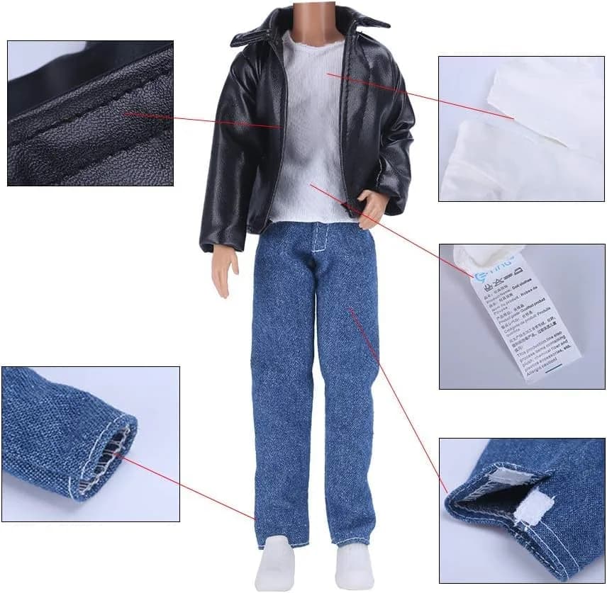E-TING 10Set Doll Clothes & Shoes for 12-inch Boy Doll | Handmade, Safe & Colorful thumbnail 3
