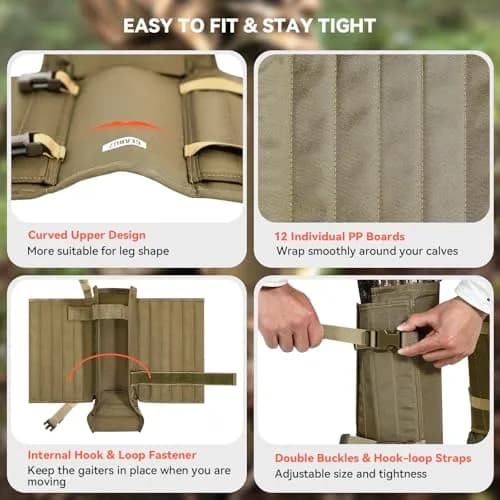 GearOZ Snake Gaiters Chaps Khaki | 1000D Oxford & Polypropylene Anti-Snake Bite Guards for Men & Women thumbnail 5
