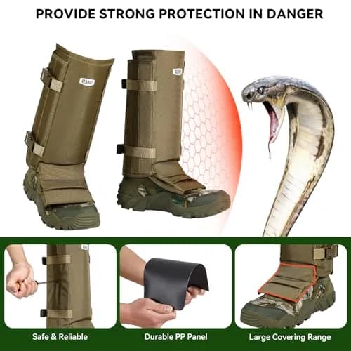 GearOZ Snake Gaiters Chaps Khaki | 1000D Oxford & Polypropylene Anti-Snake Bite Guards for Men & Women thumbnail 3
