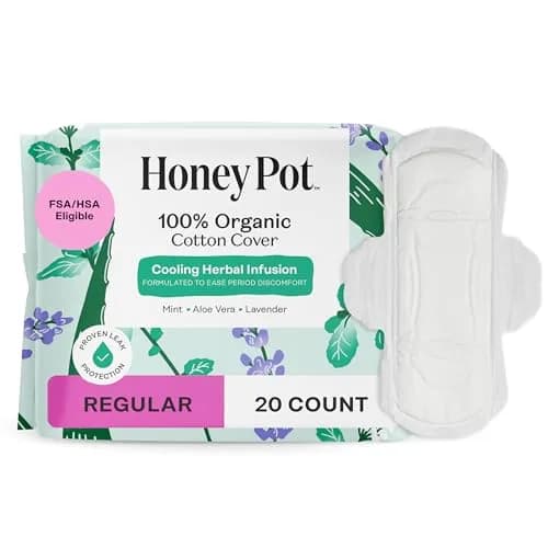 The Honey Pot Company Cooling Herbal Regular Pads 20 Count | Dermatologist Tested for Sensitive Skin thumbnail 1
