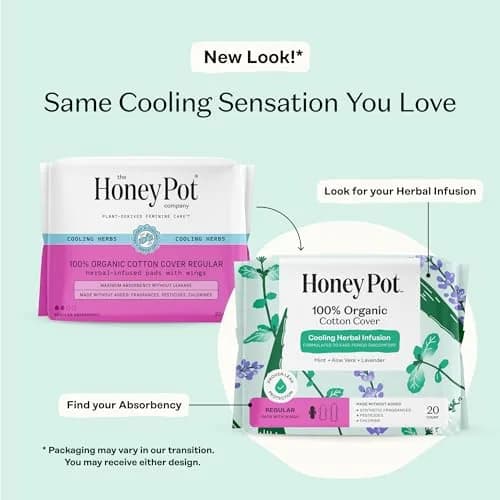 The Honey Pot Company Cooling Herbal Regular Pads 20 Count | Dermatologist Tested for Sensitive Skin thumbnail 2