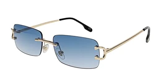 FLAWLESS EYEWEAR Classy Elegant Sophisticated Style Clear Lens Eyeglasses Gold Rimless Frame 55mm (Blue) thumbnail 1