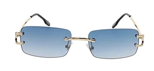 FLAWLESS EYEWEAR Classy Elegant Sophisticated Style Clear Lens Eyeglasses Gold Rimless Frame 55mm (Blue) thumbnail 2