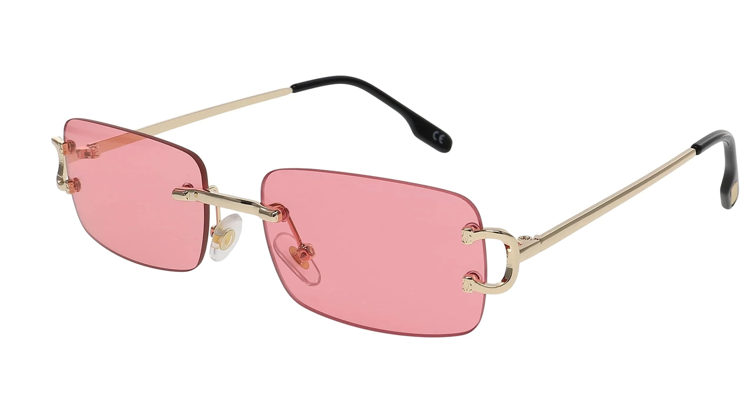 FLAWLESS EYEWEAR Classy Elegant Clear Lens Eyeglasses Gold Rimless Frame 55mm (Pink) — Pink