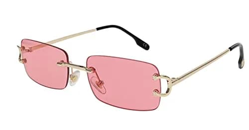 FLAWLESS EYEWEAR Classy Elegant Clear Lens Eyeglasses Gold Rimless Frame 55mm (Pink) thumbnail 1