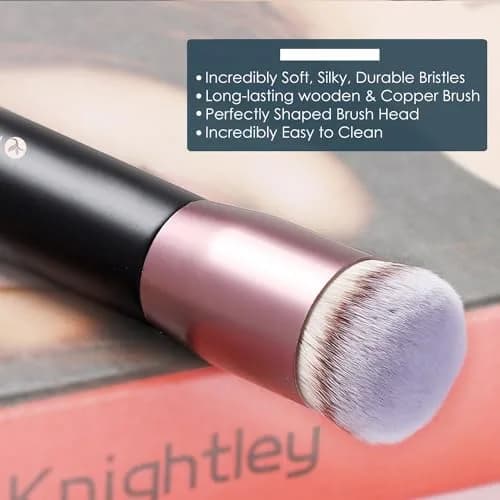 KINGMAS Round Foundation Brush, Premium Face Kabuki Makeup Brush with Synthetic Bristles, Black (1 Count) thumbnail 3