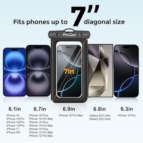 ProCase Waterproof Phone Pouch 2 Pack | IPX8 Floating Dry Bag for 7" Phones thumbnail 5