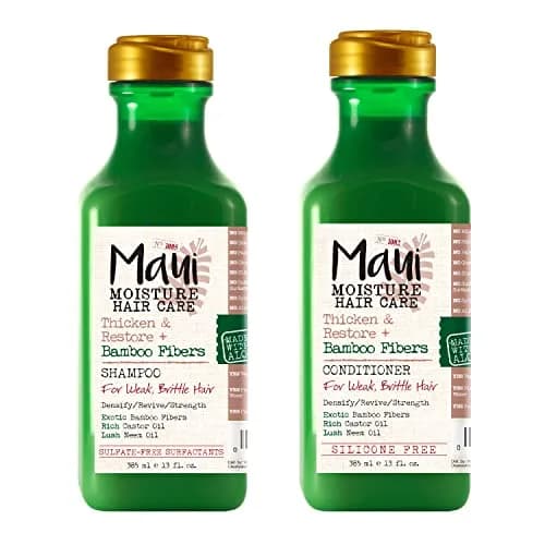 Maui Moisture Thicken & Restore Bamboo Fibers Shampoo and Conditioner Set | 26 Fl Oz (Pack of 2) | Strengthens & Softens Curly Hair thumbnail 1