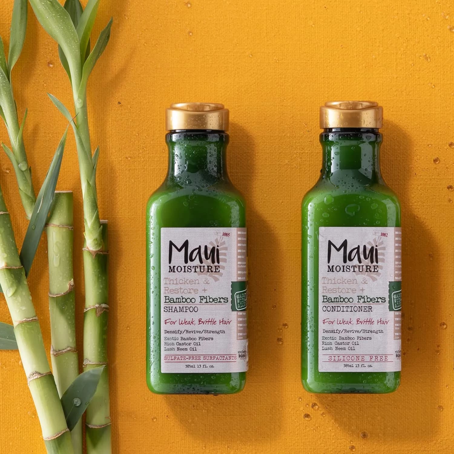 Maui Moisture Thicken & Restore Bamboo Fibers Shampoo and Conditioner Set | 26 Fl Oz (Pack of 2) | Strengthens & Softens Curly Hair - view 3