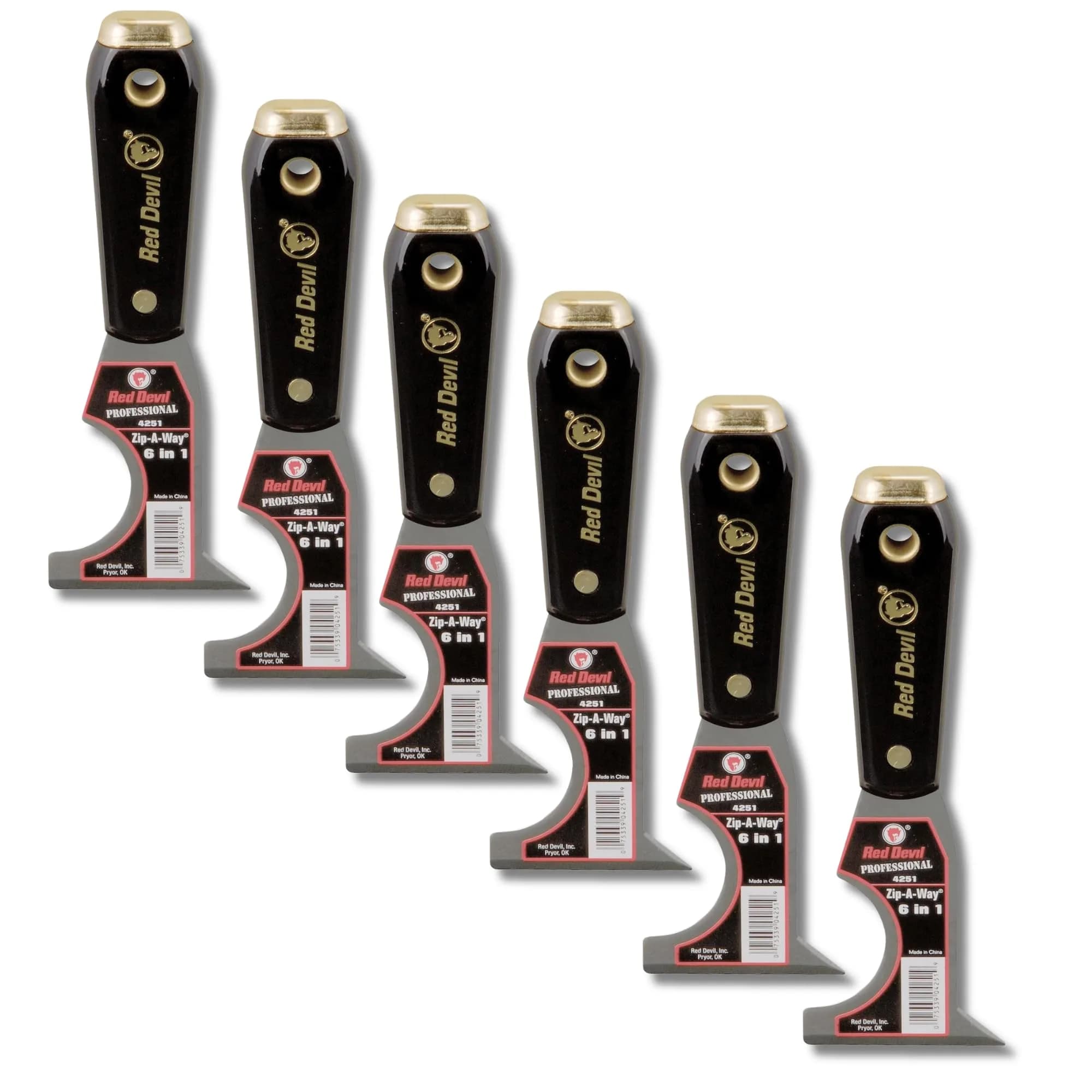 Red Devil 6-in-1 Painter's Tool - 0.73 kg (1.6 lb) Pack of 6 | Multi-Function Wall Scraper & Nail Setter — Painter's Tool