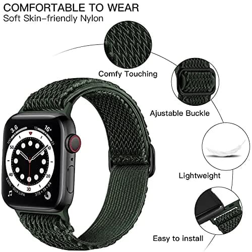 Lerobo Adjustable Nylon Solo Loop Band Compatible with Apple Watch 38mm-49mm | Breathable & Sweat-Resistant Sport Band thumbnail 2