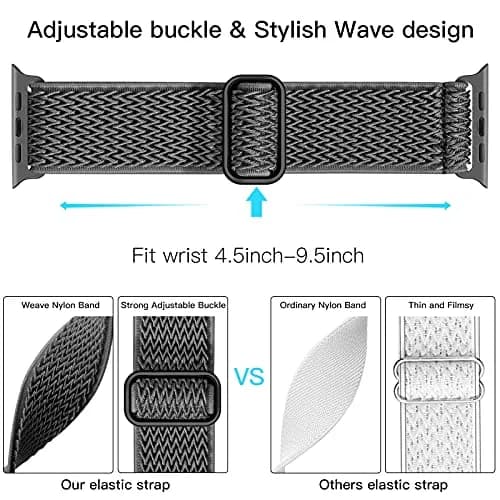 Lerobo Adjustable Nylon Solo Loop Band Compatible with Apple Watch 38mm-49mm | Breathable & Sweat-Resistant Sport Band thumbnail 3