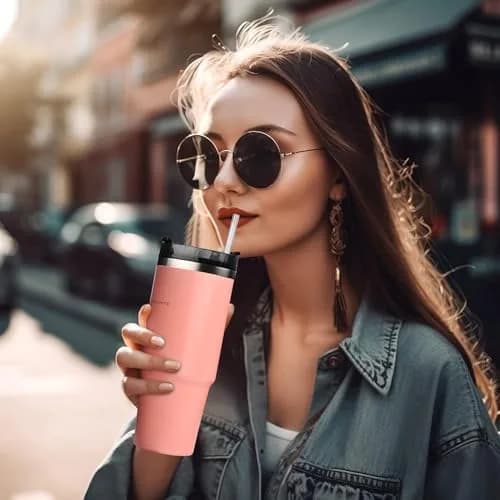 ALINK 12-Pack Glitter Plastic Tumbler Straws 28cm (11") | Reusable Hard Plastic Straws with Cleaning Brush thumbnail 6